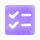 Four hand-drawn black checkmarks on a purple square background arranged in two rows of two.