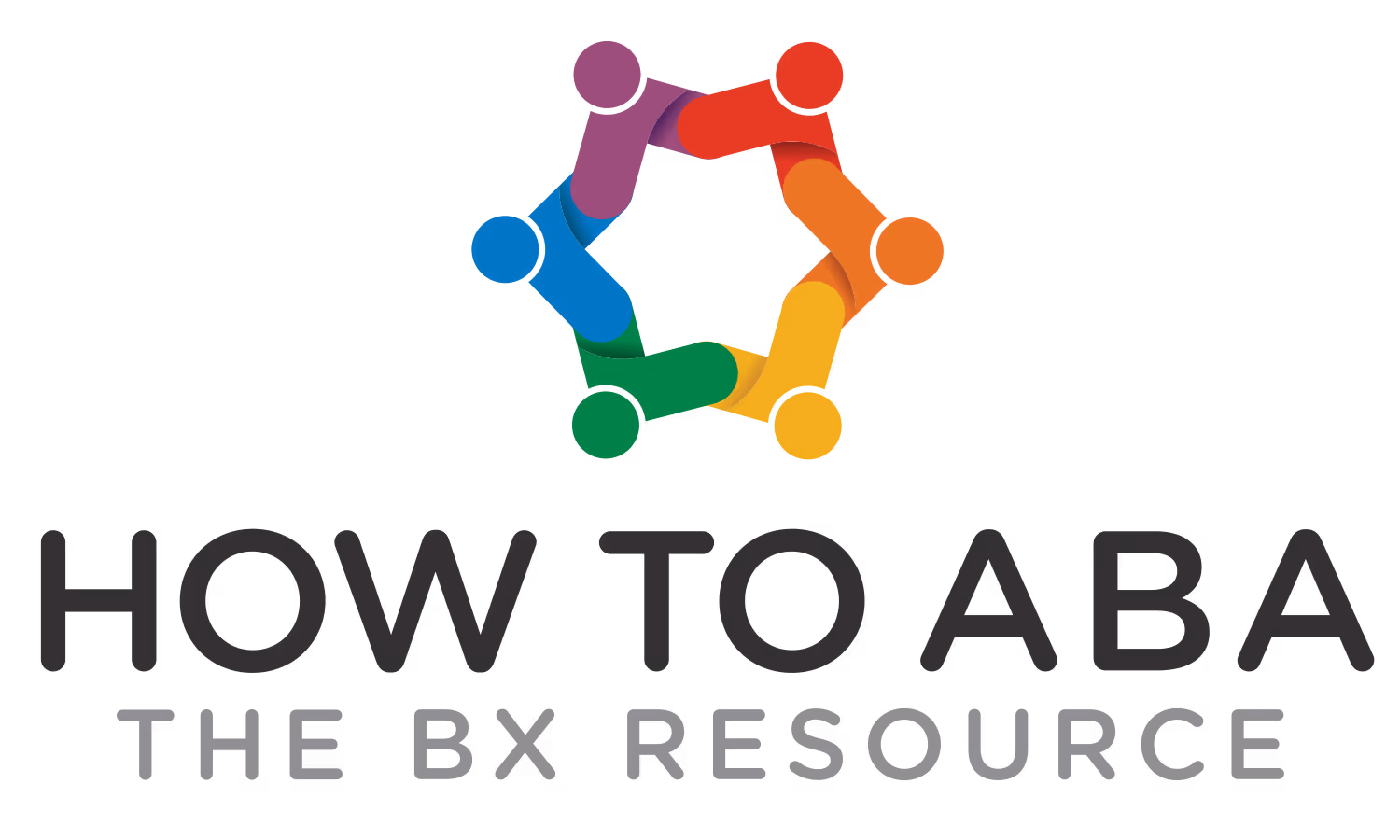 Logo with five interconnected colorful human figures forming a star above the text 'HOW TO ABA THE BX RESOURCE'.