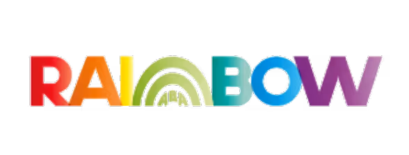 Logo displaying the word 'RAINBOW' with each letter in a different color resembling a rainbow gradient.