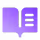 Open book icon with text lines, depicted in a purple gradient style.