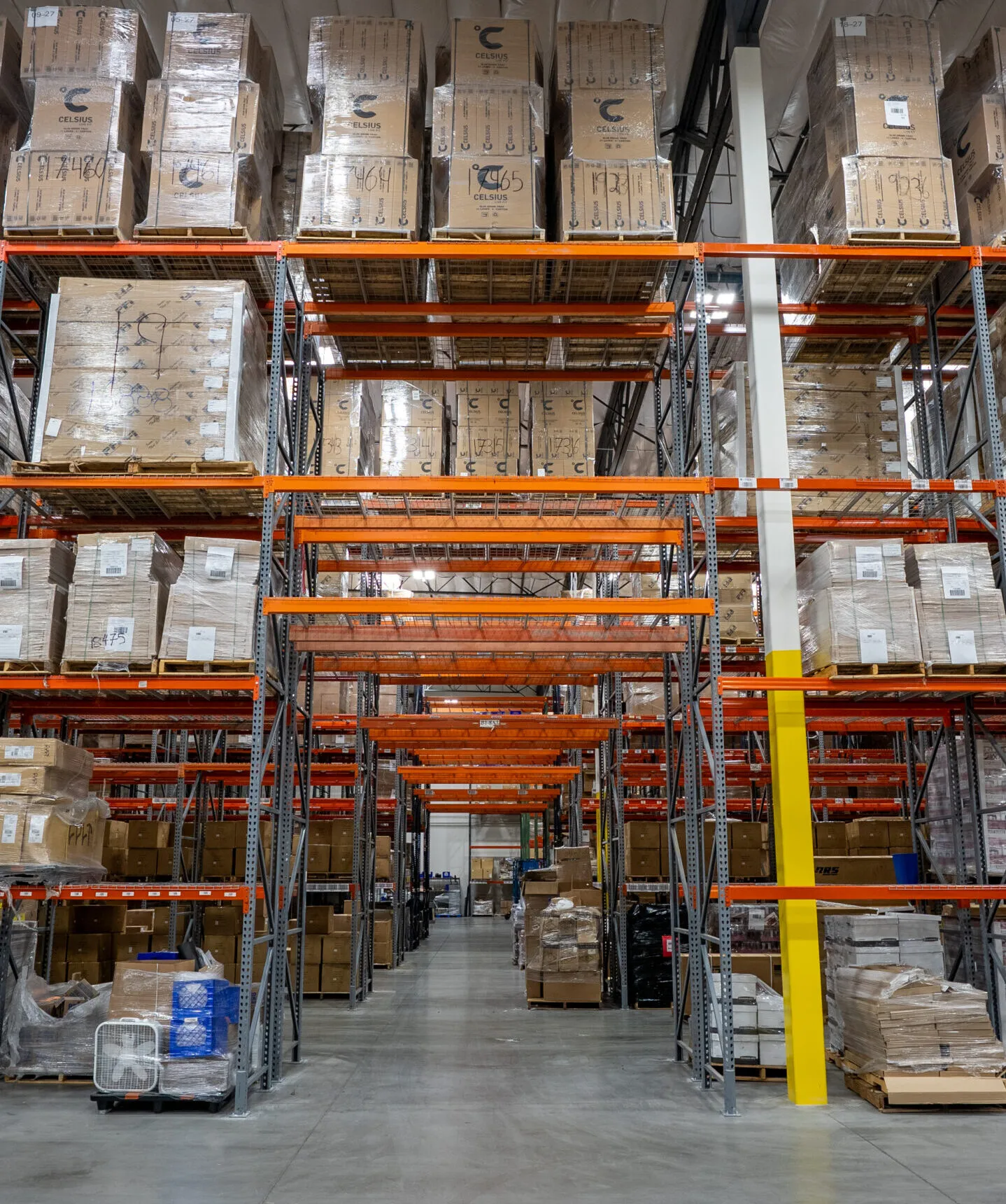 Palletized inventory inside TCB's Orlando distribution center