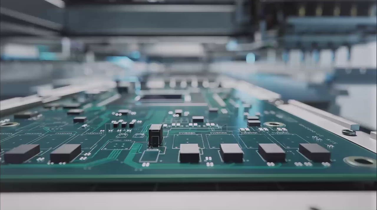 pick and place maszyna montuje układy na płytce PCB, makro zdjęcie