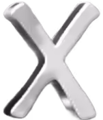 Silver metallic 3D letter X on a transparent background.