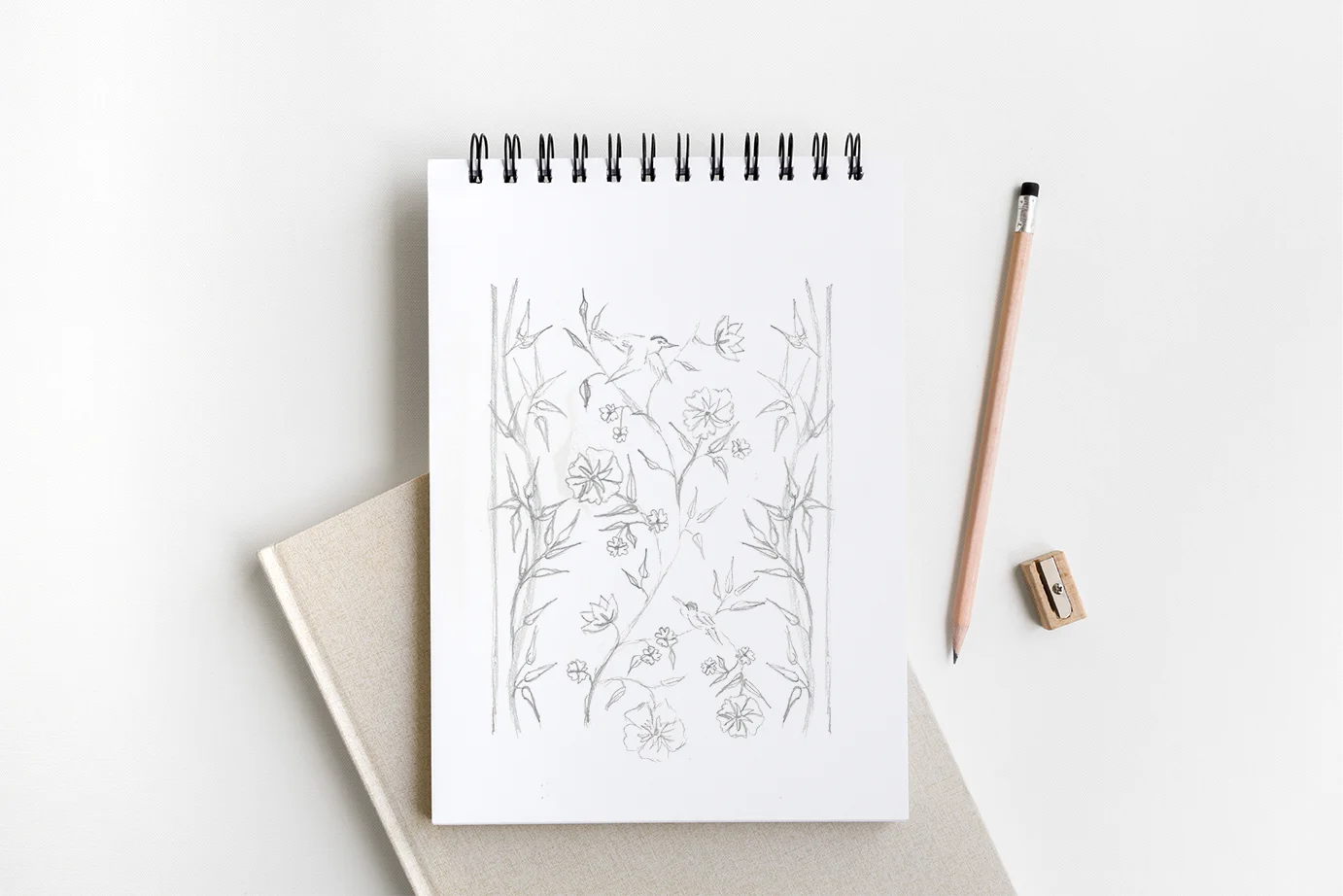 original sketch for custom wallpaper design