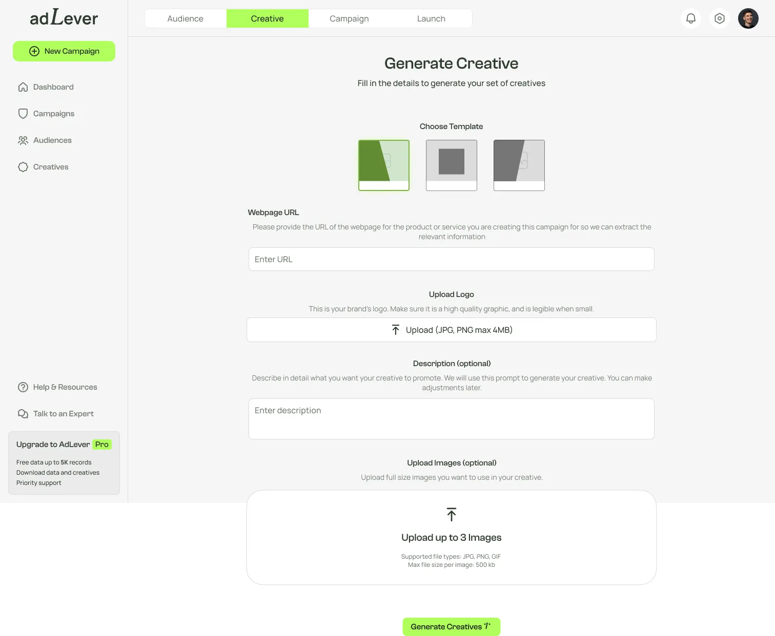 AdLever creative workflow