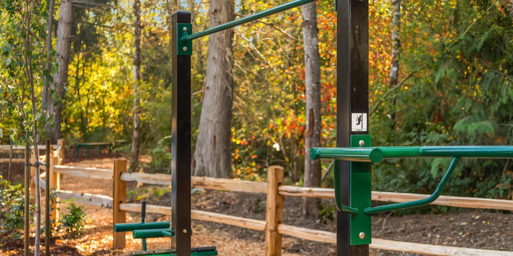 Walking trail with outdoor pull-up bar