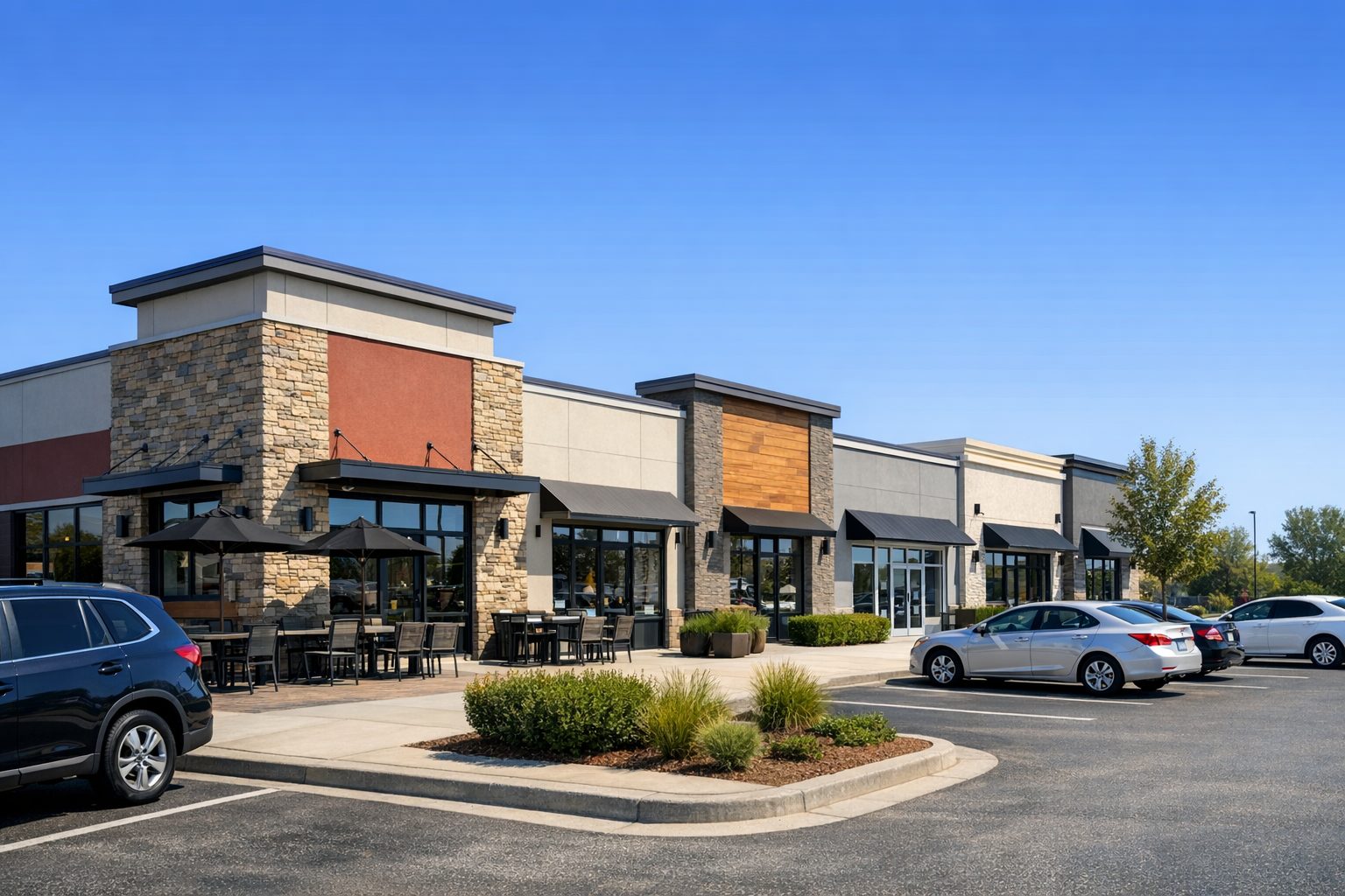Retail strip center storefronts