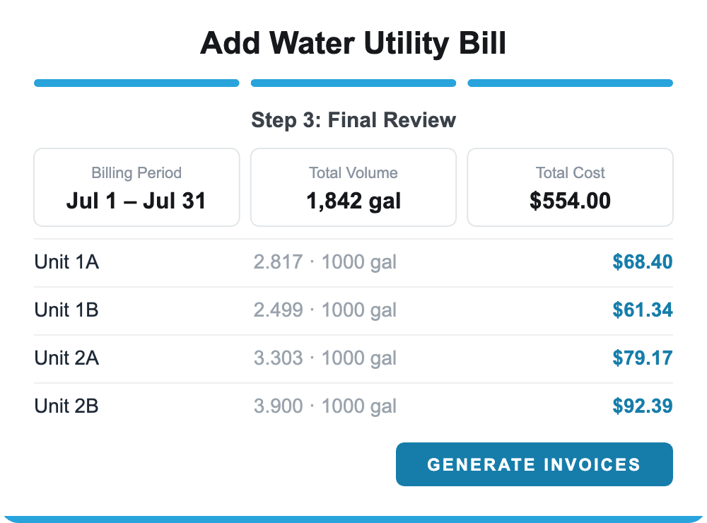 Water bill in the SimpleSUB app