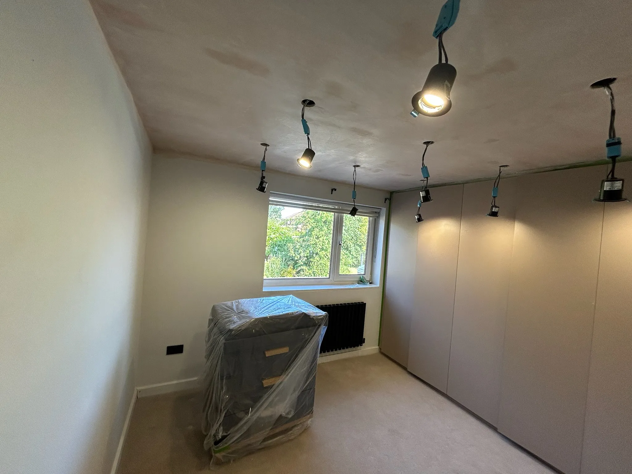 Newly plastered room