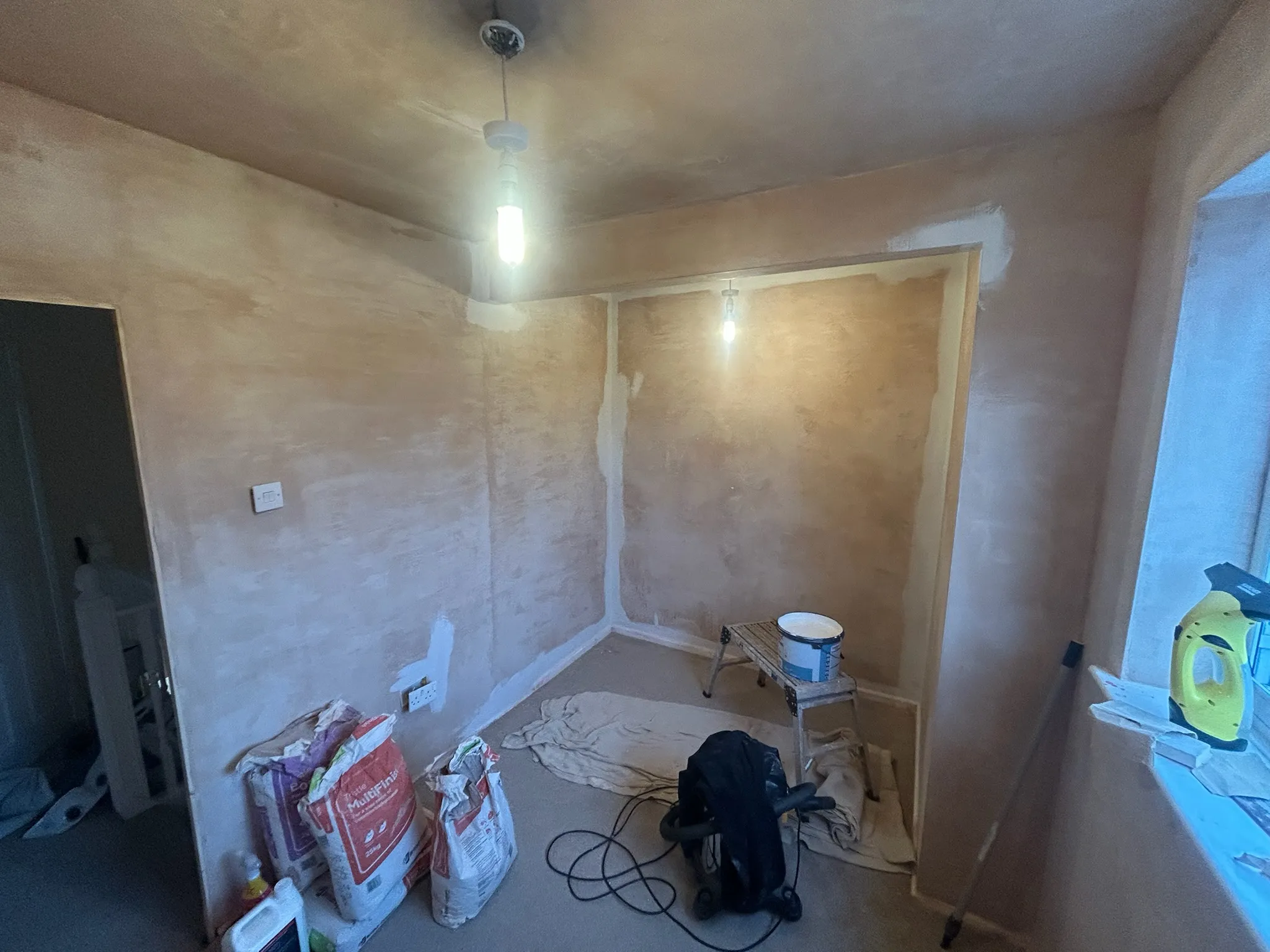 Plastering in a room