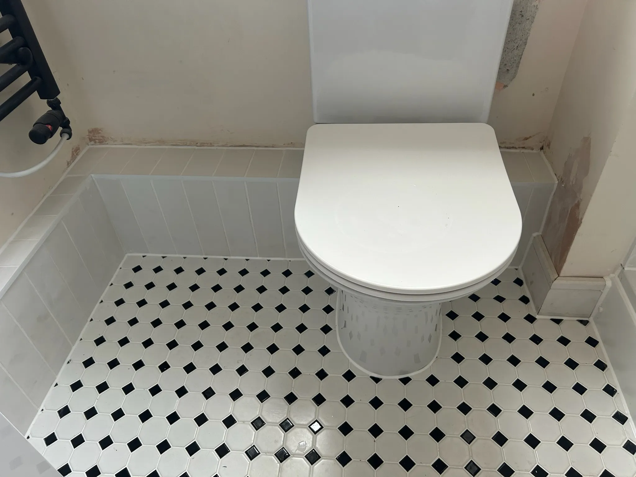 Tiled bathroom floor