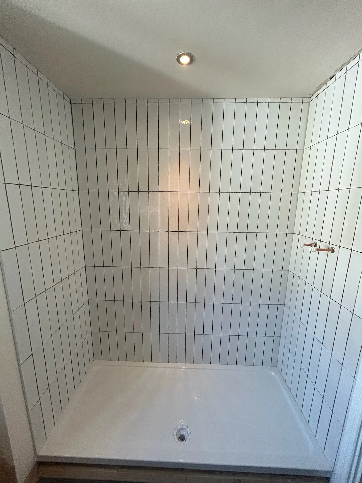 White tiled shower