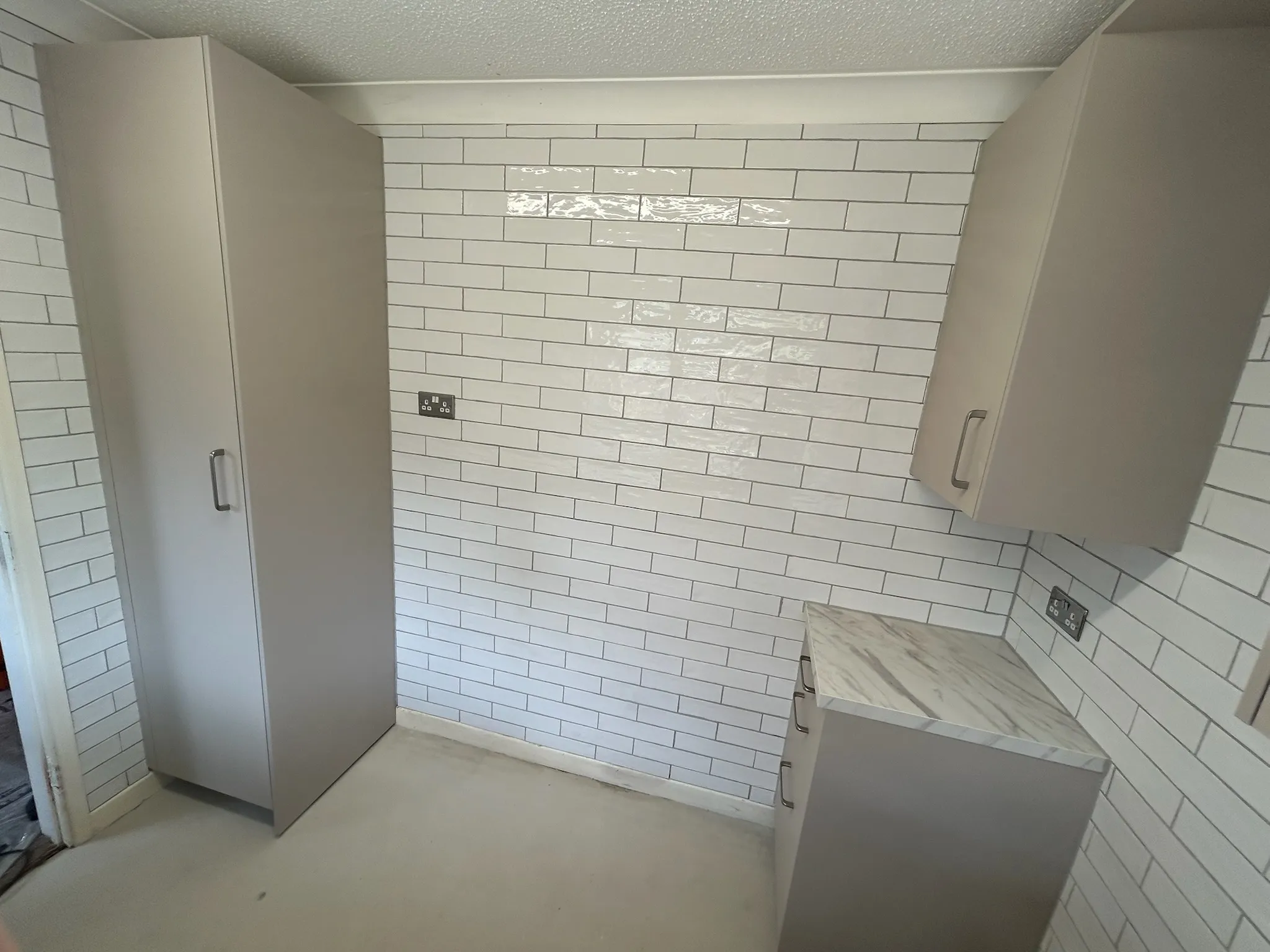 White tiled walls