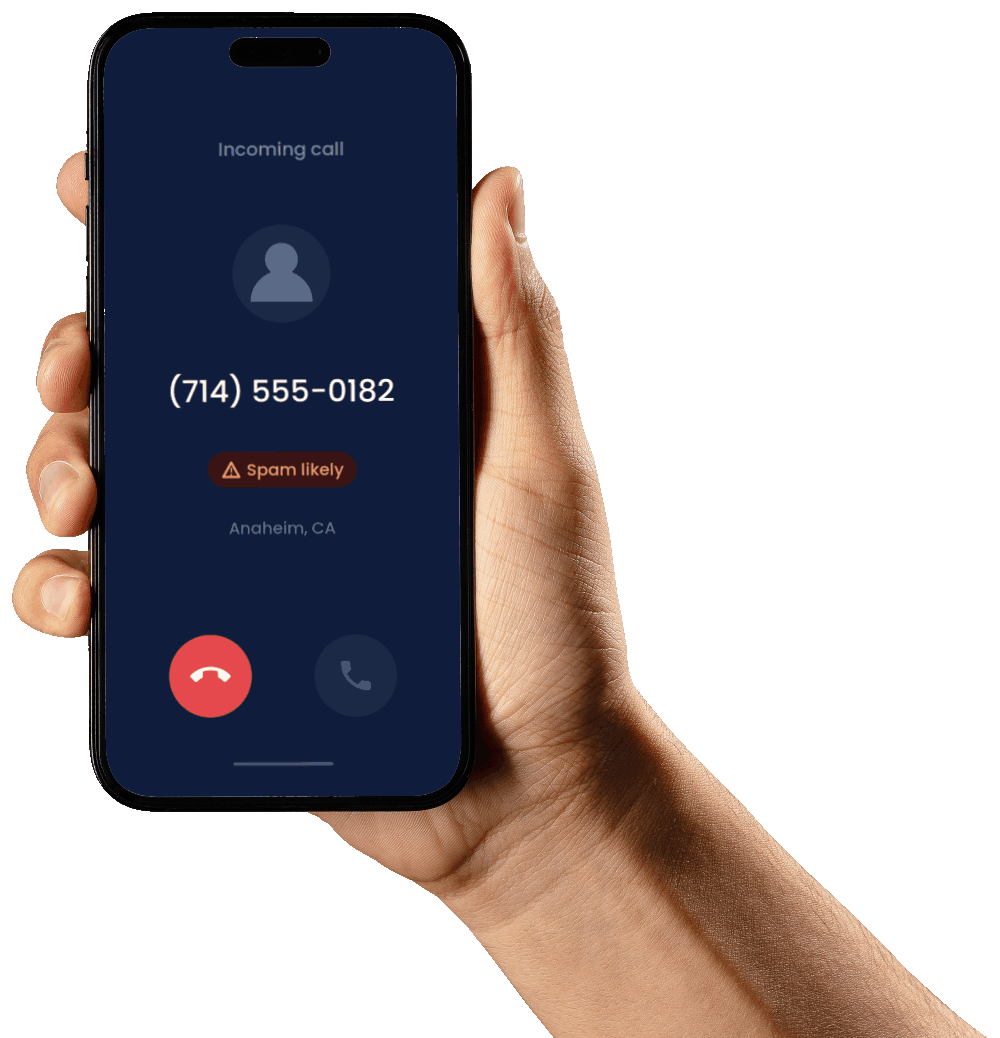 Mobile on hand with calling screen
