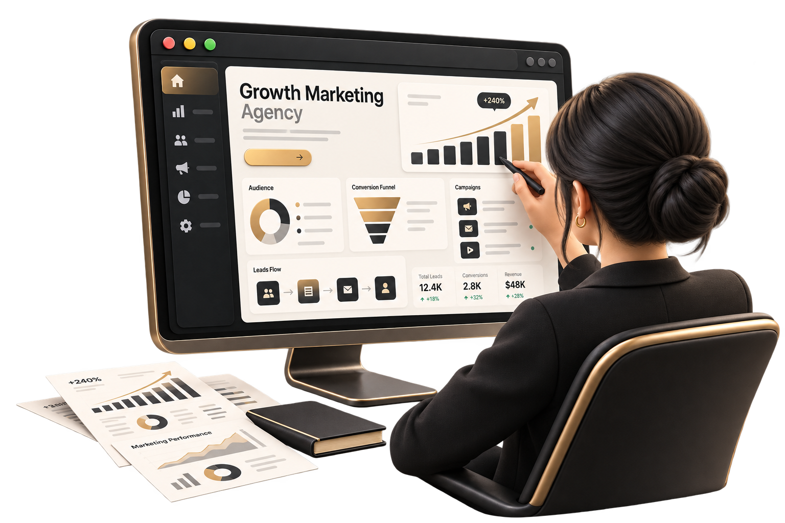 Growth marketing and web design graphic
