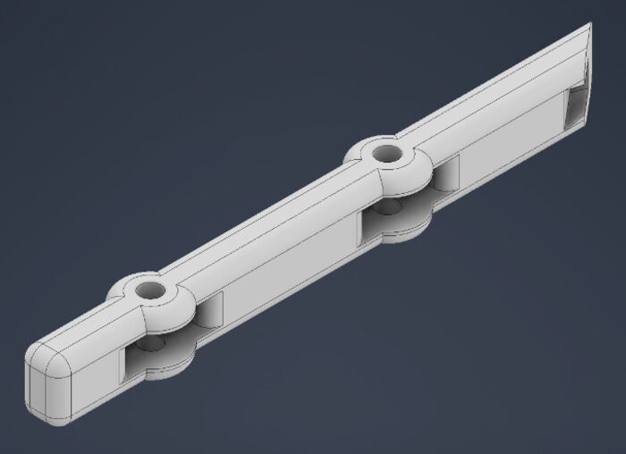 Arm with slots for intersecting joints and the female end of the dovetail