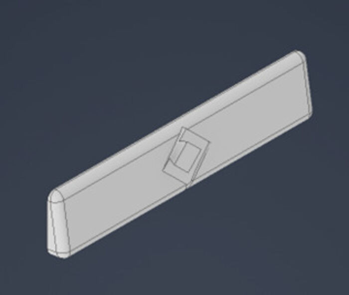 Back side of the gripper showing the male end of the dovetail