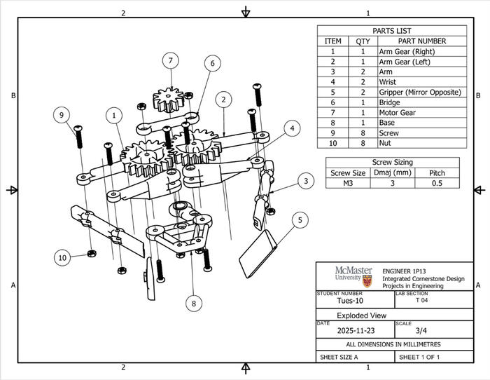 Exploded view of the final end-effector assembly