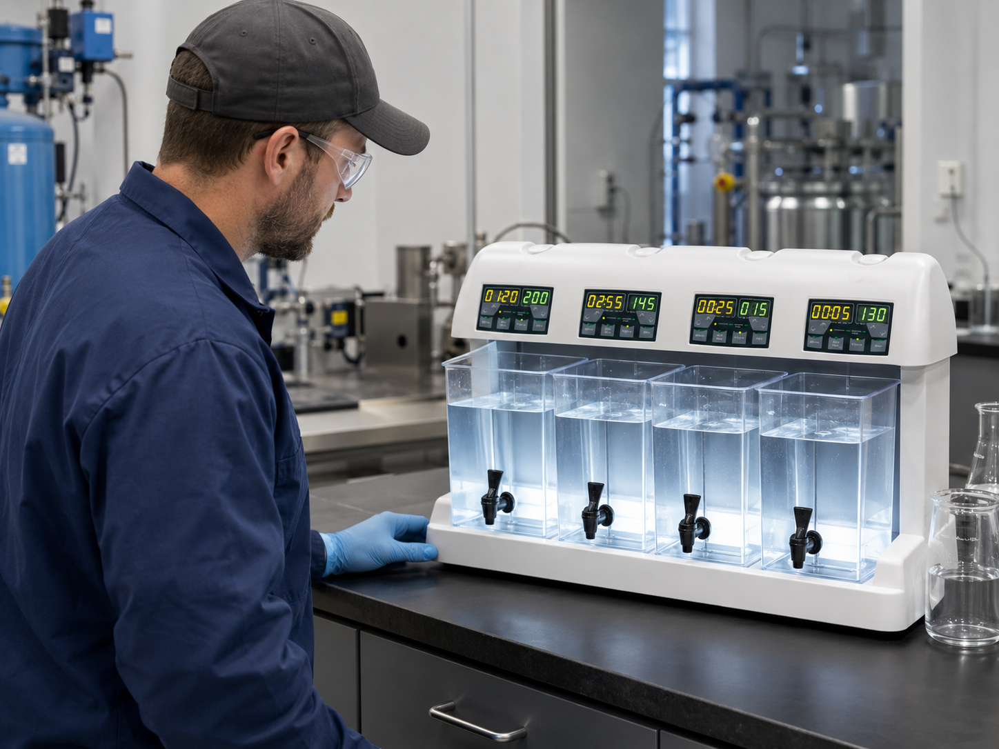 Platypus Jar Tester in use at a water treatment plant laboratory