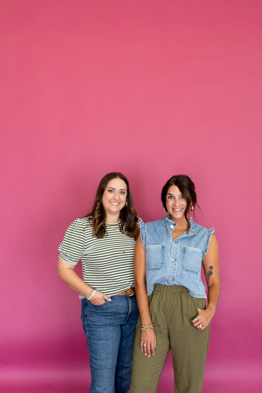 Brenna and Emily directing a live content shoot