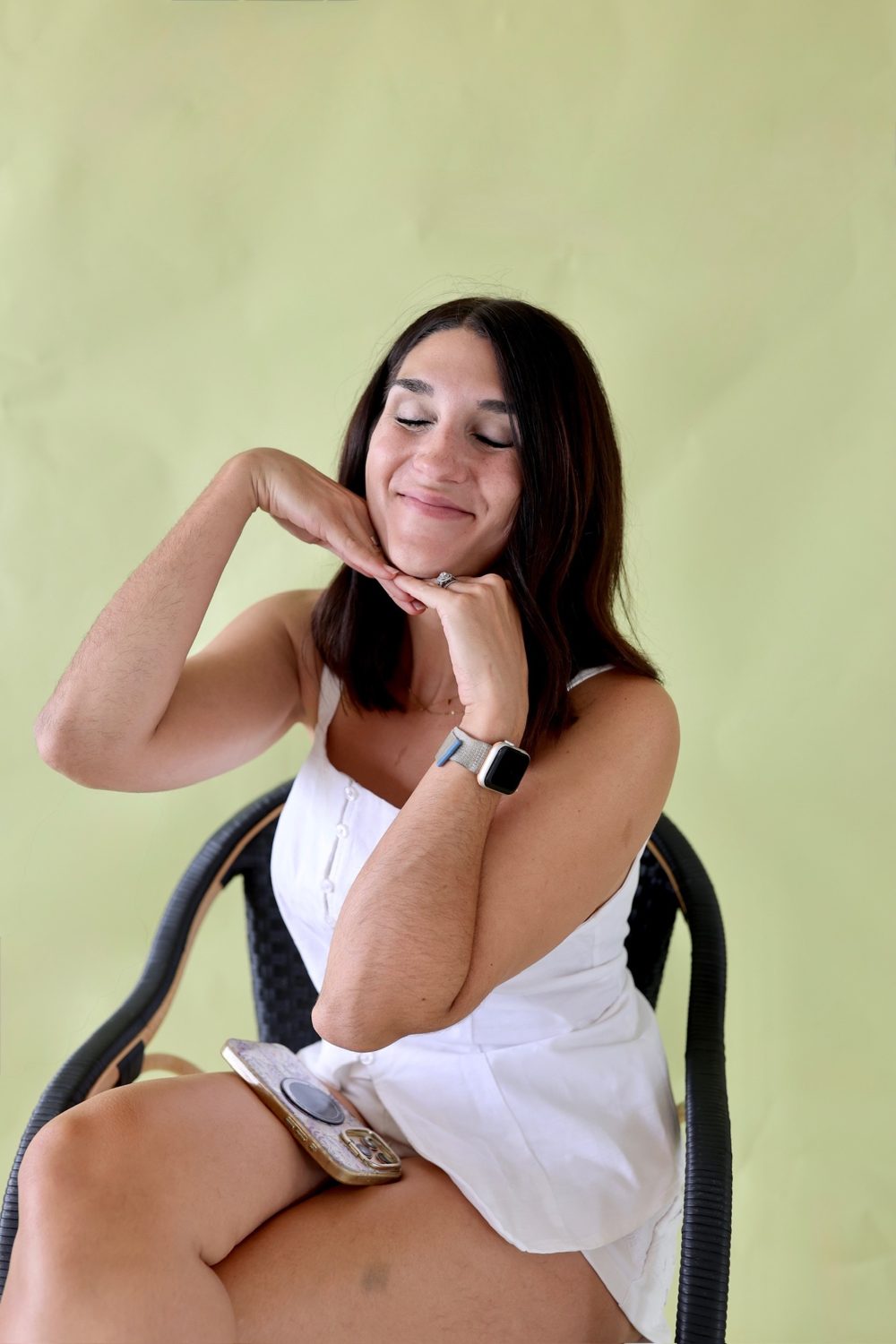 Bold magenta backdrop portrait