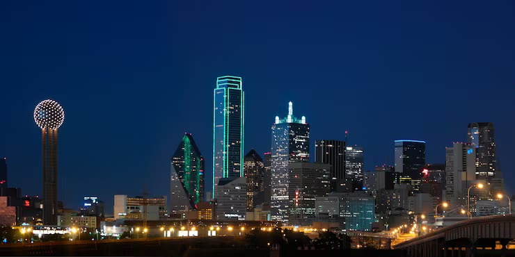 Dallas Fort Worth skyline at night