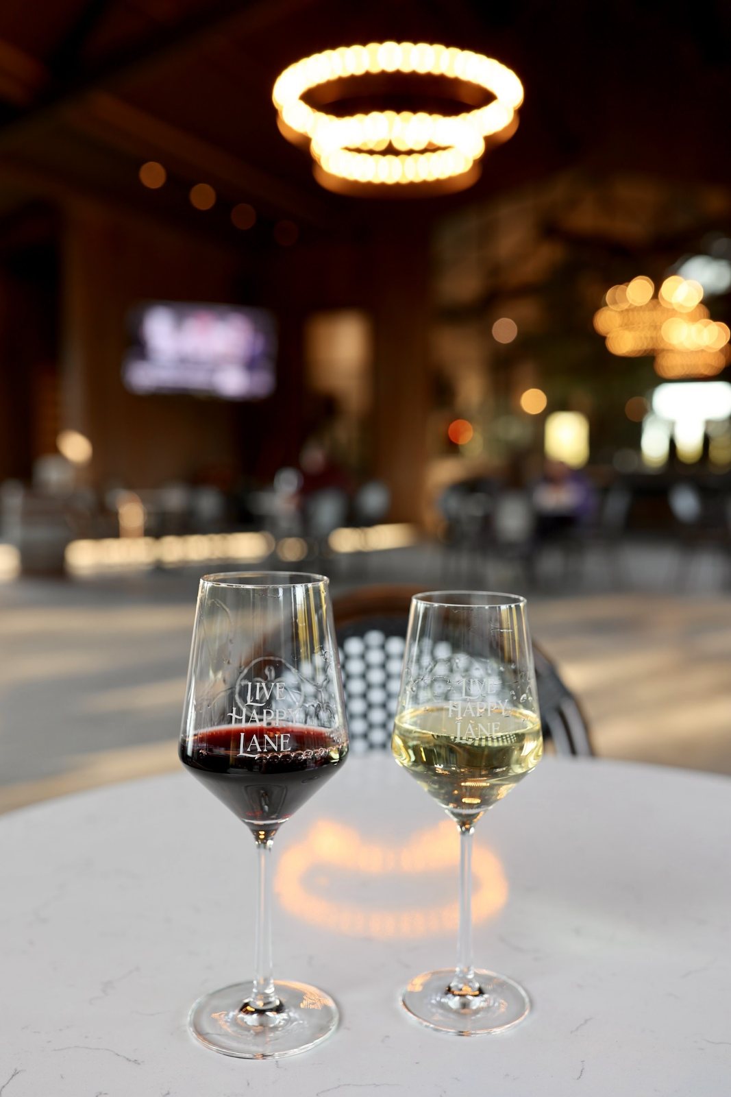 Wine glasses in a client tasting room
