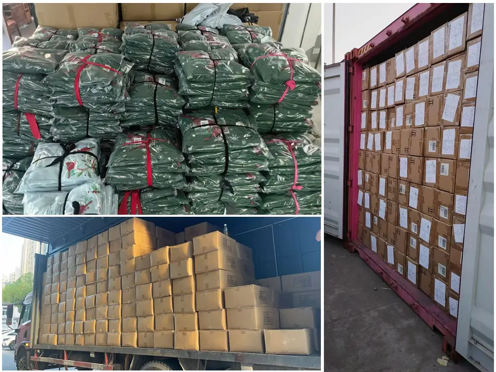 Wholesale apparel packed in polybags and cartons ready for bulk shipment at BENTA STOCK warehouse