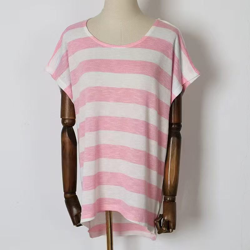 Pink ladies' short sleeve t-shirt displayed on a mannequin