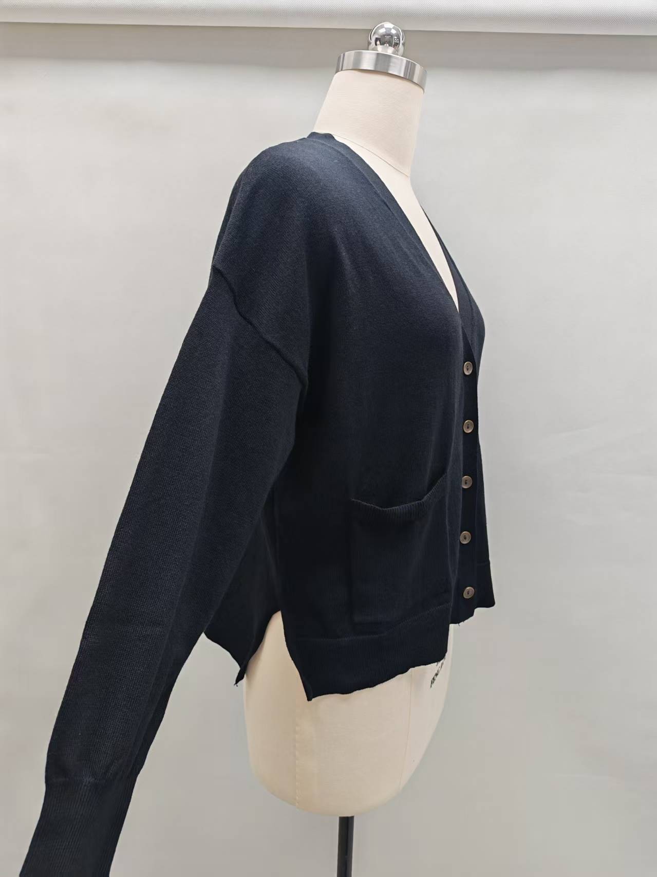 Women's black cotton cardigan (Style TF8789)