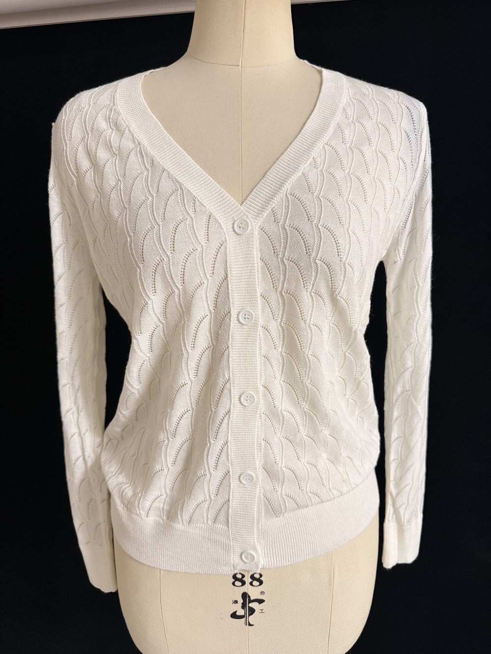 Ladies' cotton blend knit cardigan sweater - Style TF8881