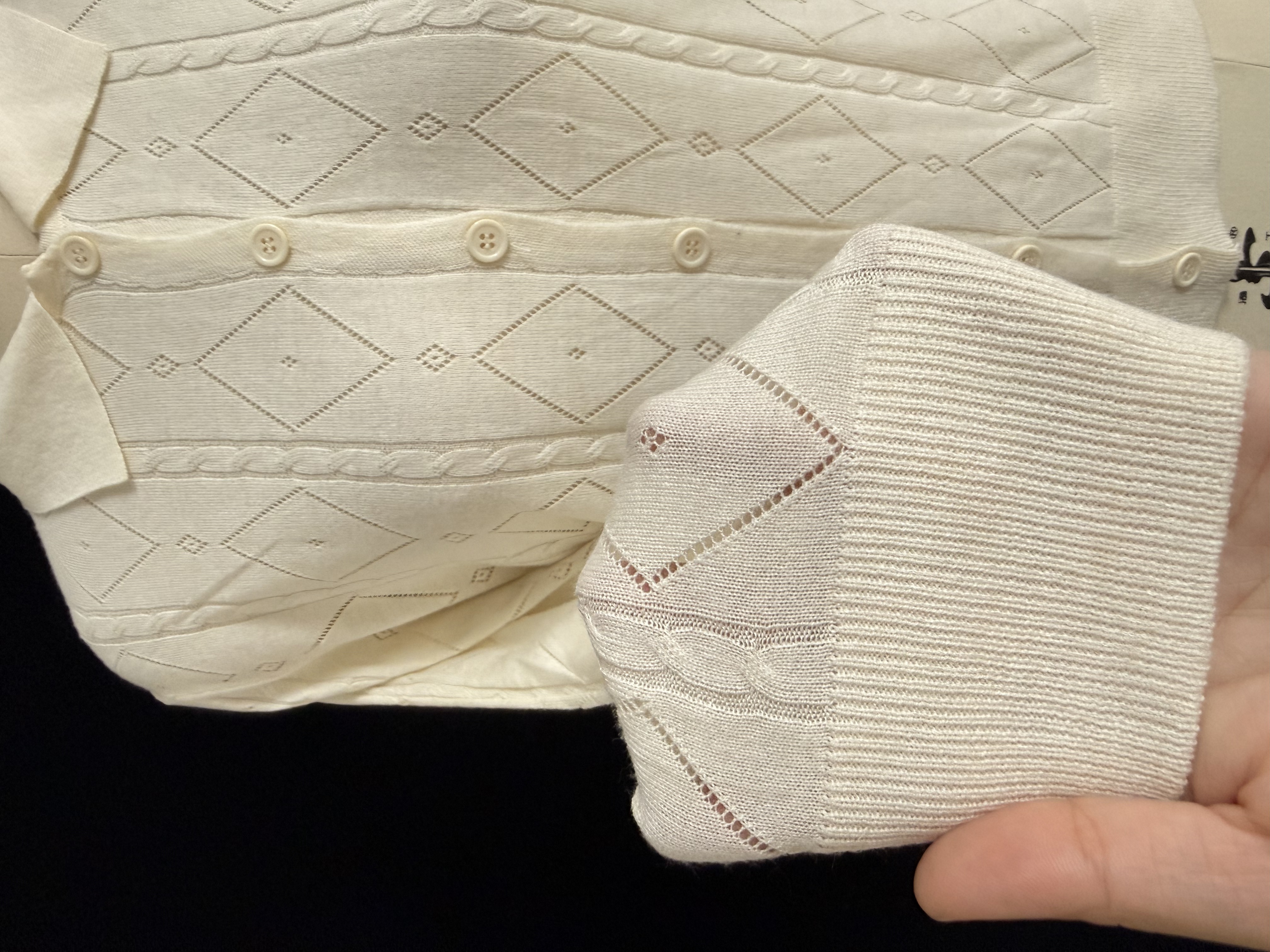 Front view of ladies' knit cardigan sweater TF8880