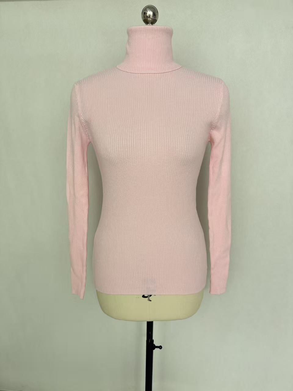 Pink ladies' cotton blend knit sweater - Style TF8668