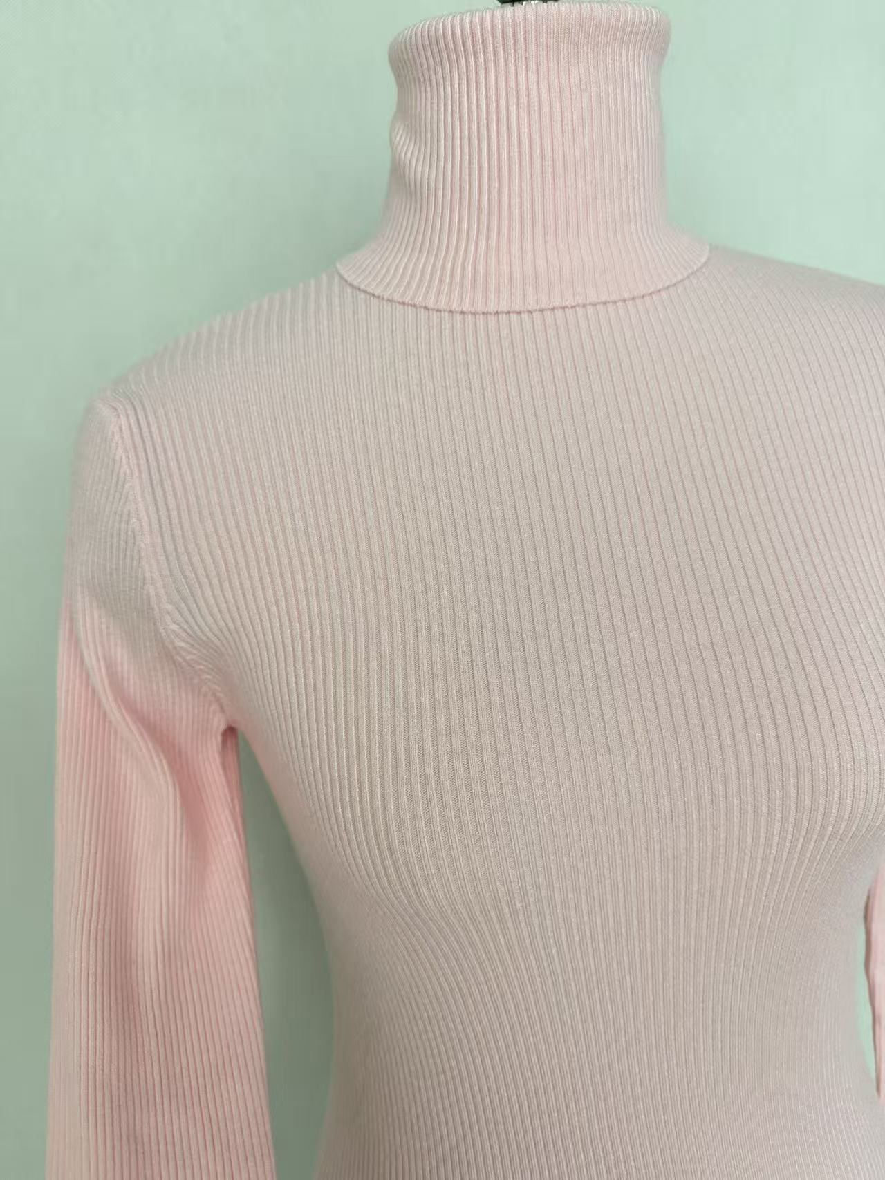 Side view of ladies' pink knit sweater TF8668