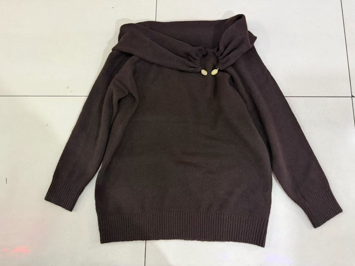 Front view of women's brown knit sweater TF8687