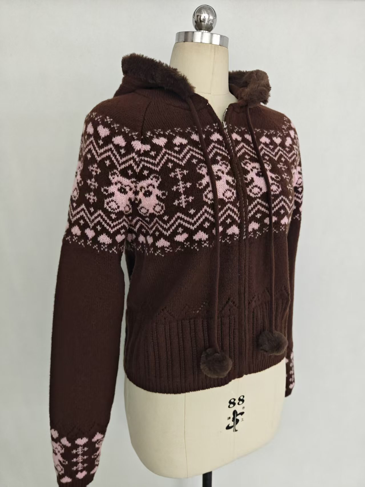 Front view of women's patterned knit sweater TF8703