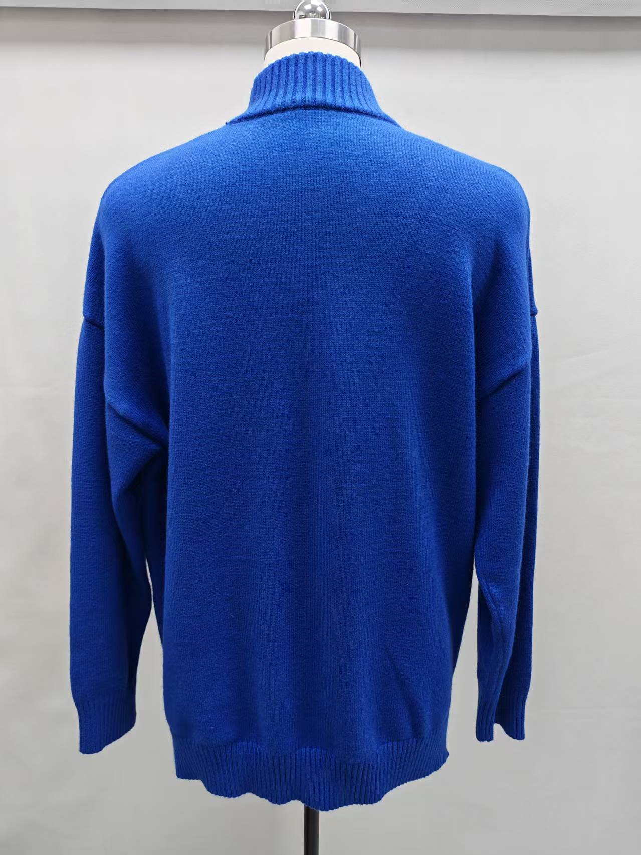 Front view of women's royal blue knit sweater TF8716