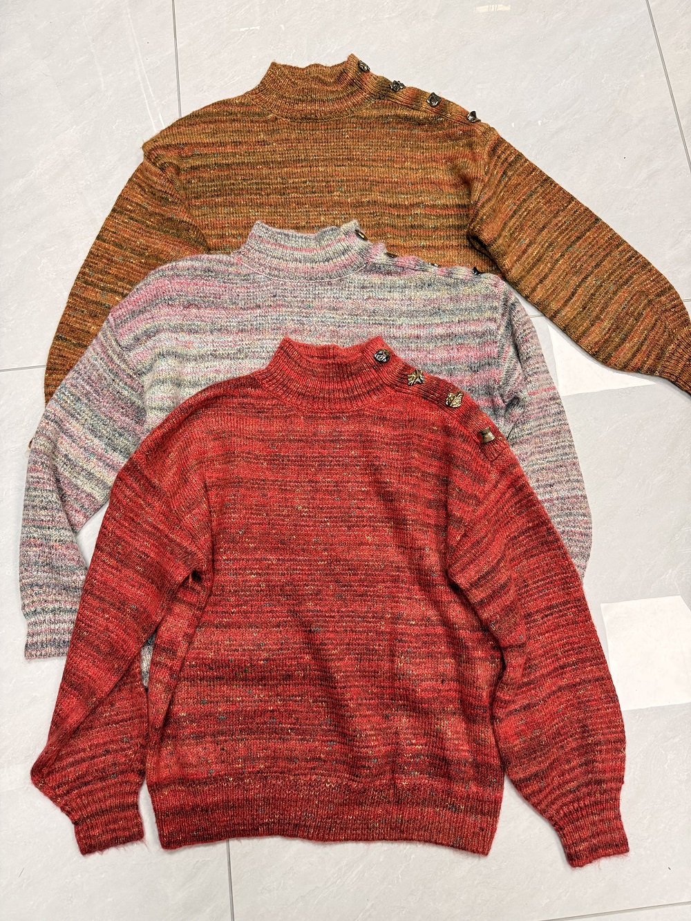 Red ladies' polyester knit sweater - Style TF8740