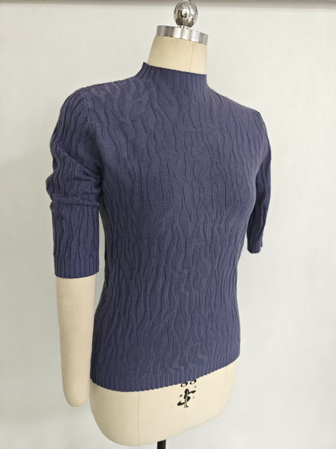 Front view of women's cotton blend knit sweater TF8750