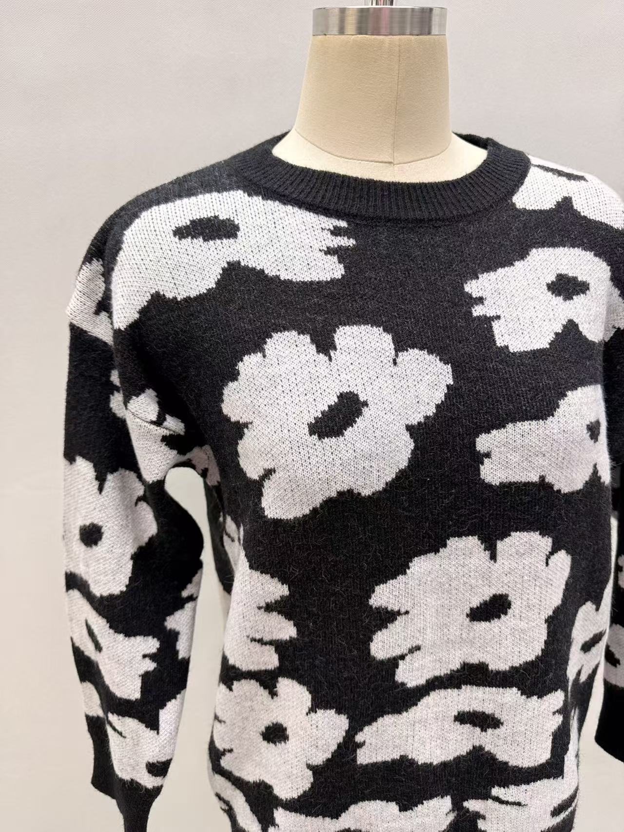 Front view of women's green cotton blend sweater TF8767