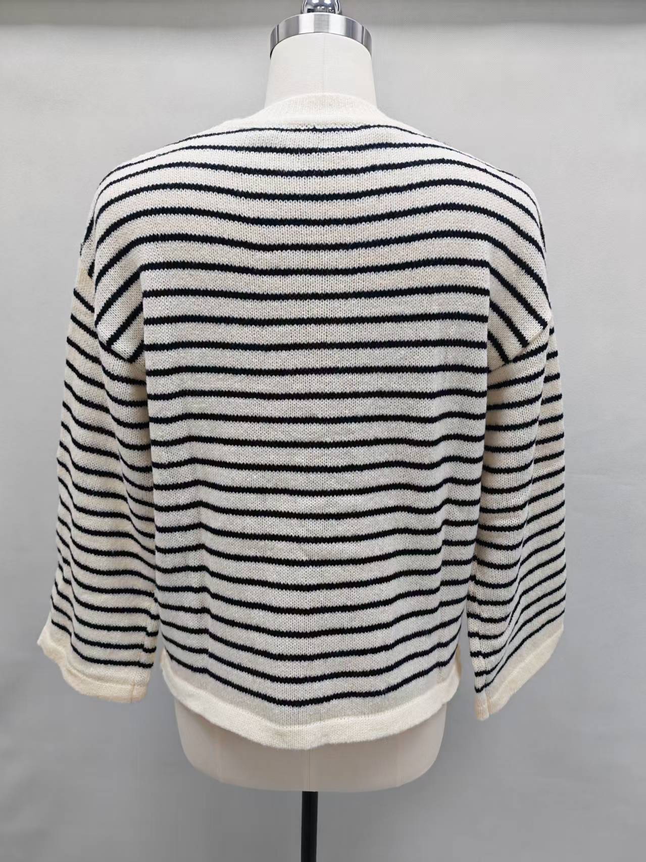Side view of ladies' off-white cotton blend sweater TF8790