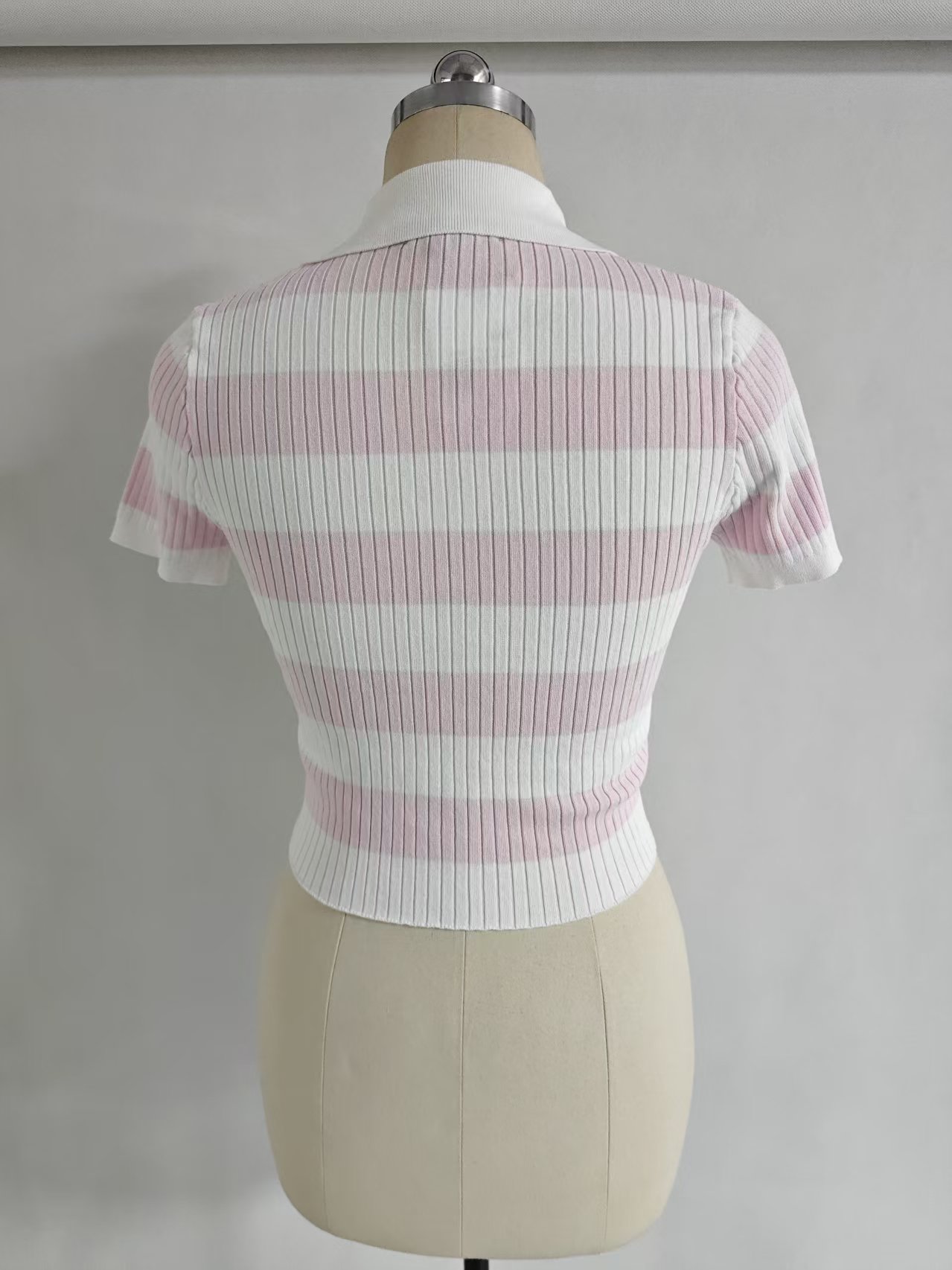 Wholesale women striped knit sweater TF9026 back view on mannequin