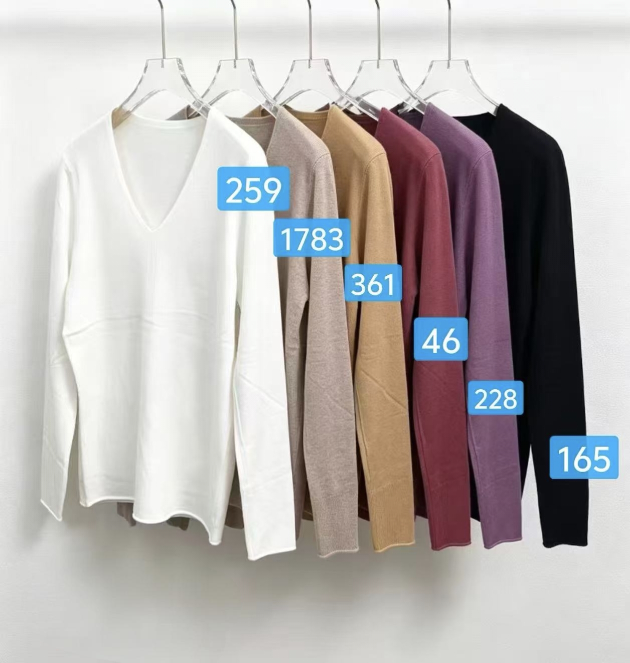 Hanging display of women V-neck knit sweater TF8822 with multiple color options