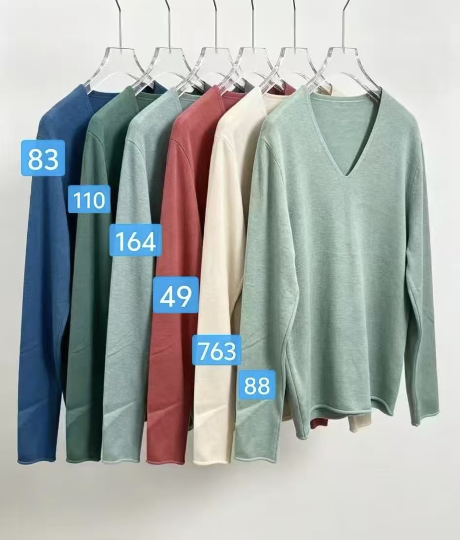 Assorted color hanging view wholesale ladies V-neck knit sweater TF8822