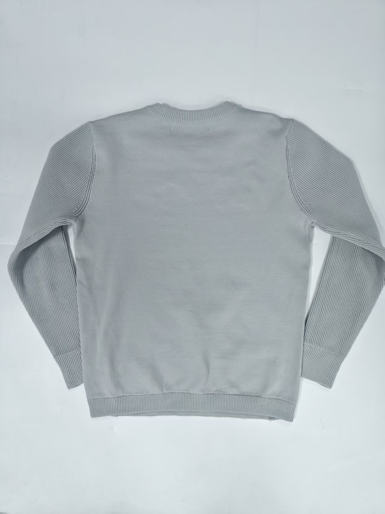 Light grey men crew neck knit sweater TF8830 back flat lay view
