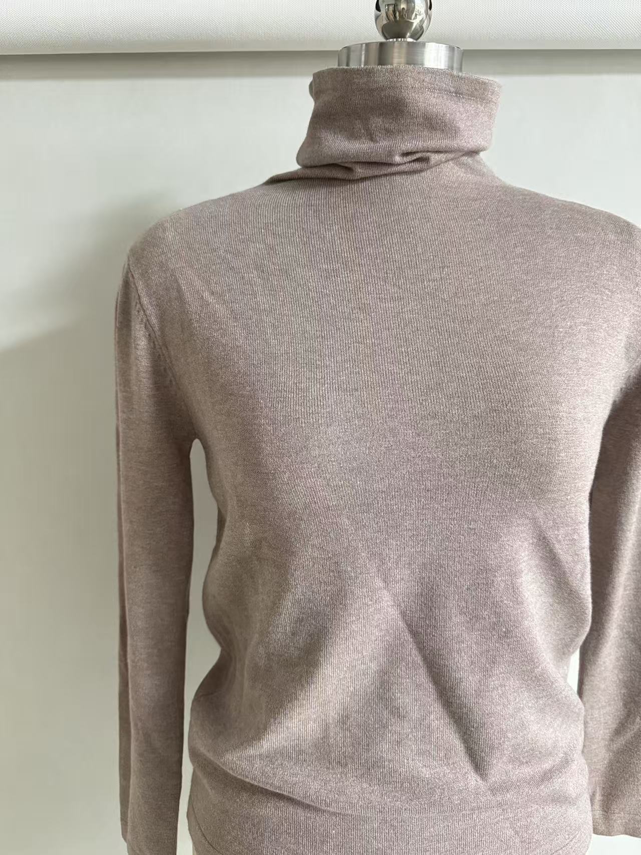 Men's light brown turtleneck vest TF8985 front view on dress form