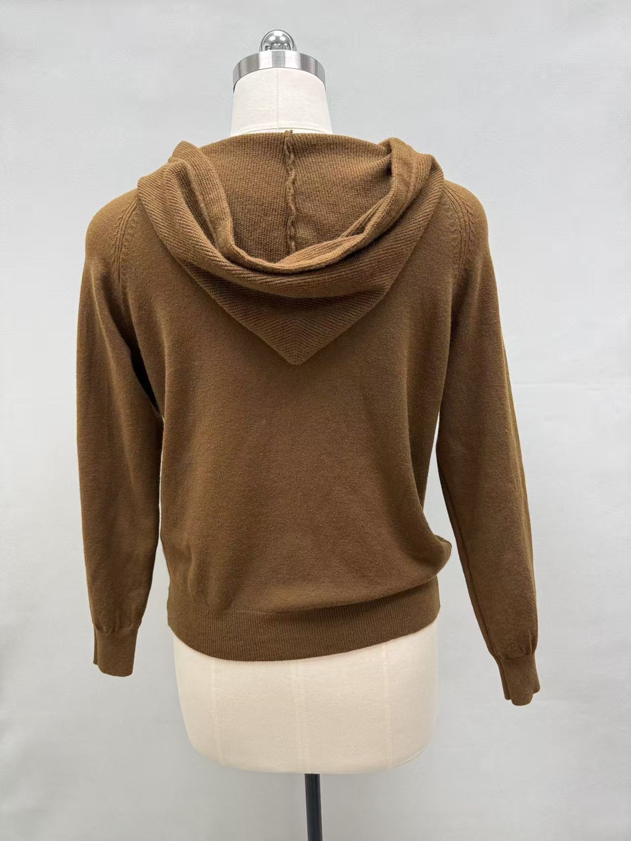Wholesale women brown hooded sweatshirt TF8777 back view on mannequin
