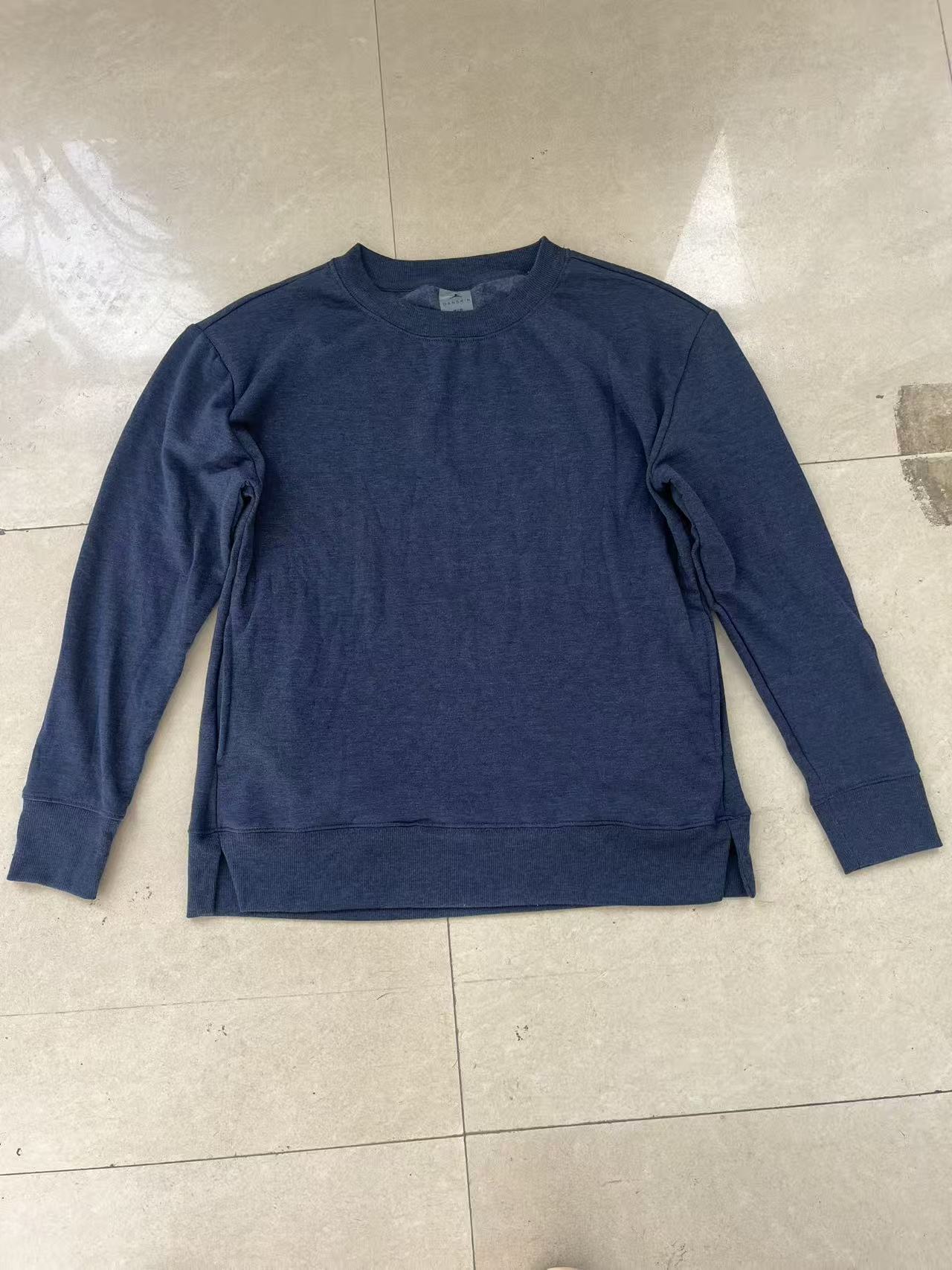 Wholesale ladies navy blue crew neck sweatshirt TF8719 front view on mannequin