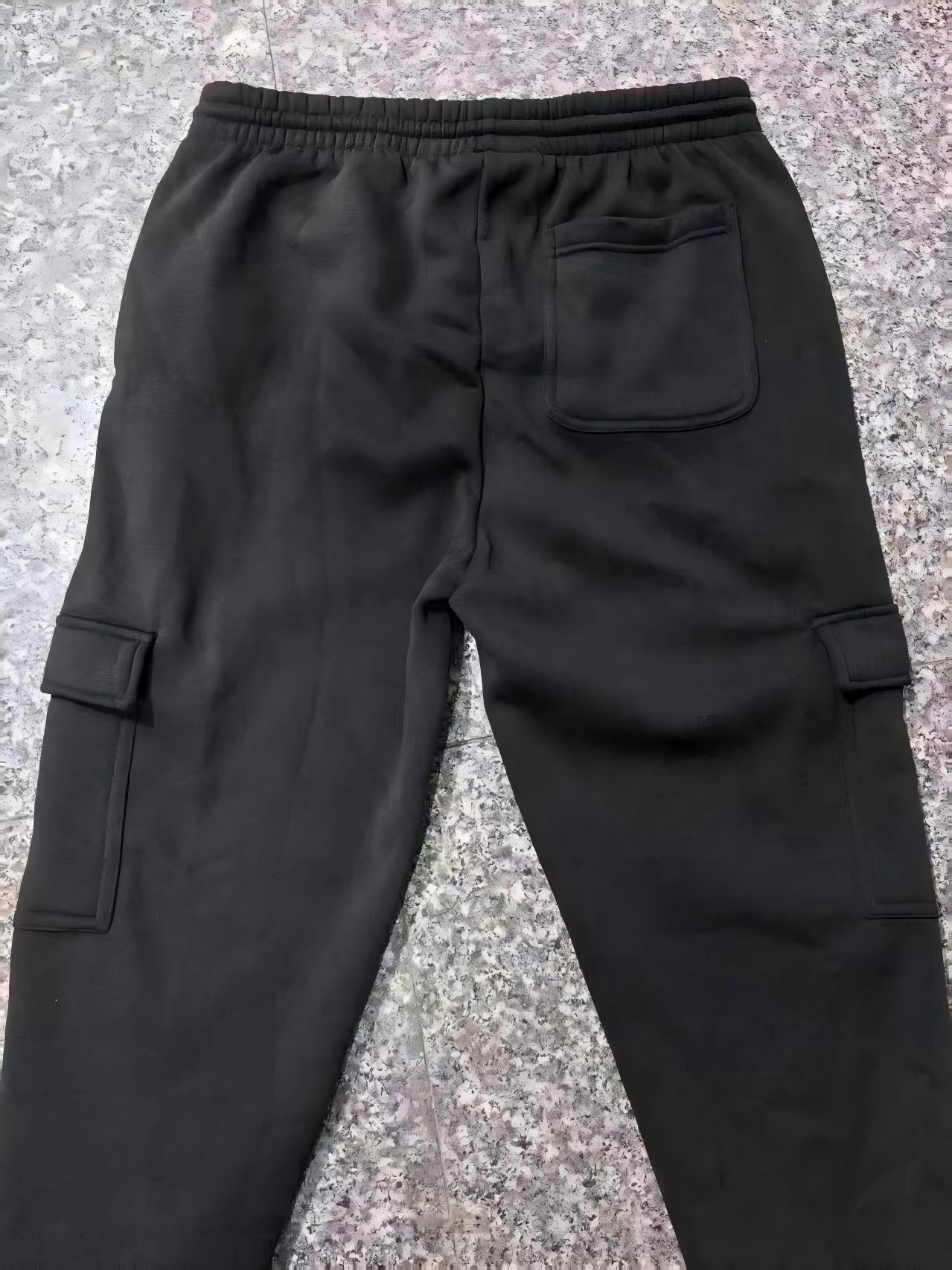 Wholesale men's black cargo pants TF8971 full front view