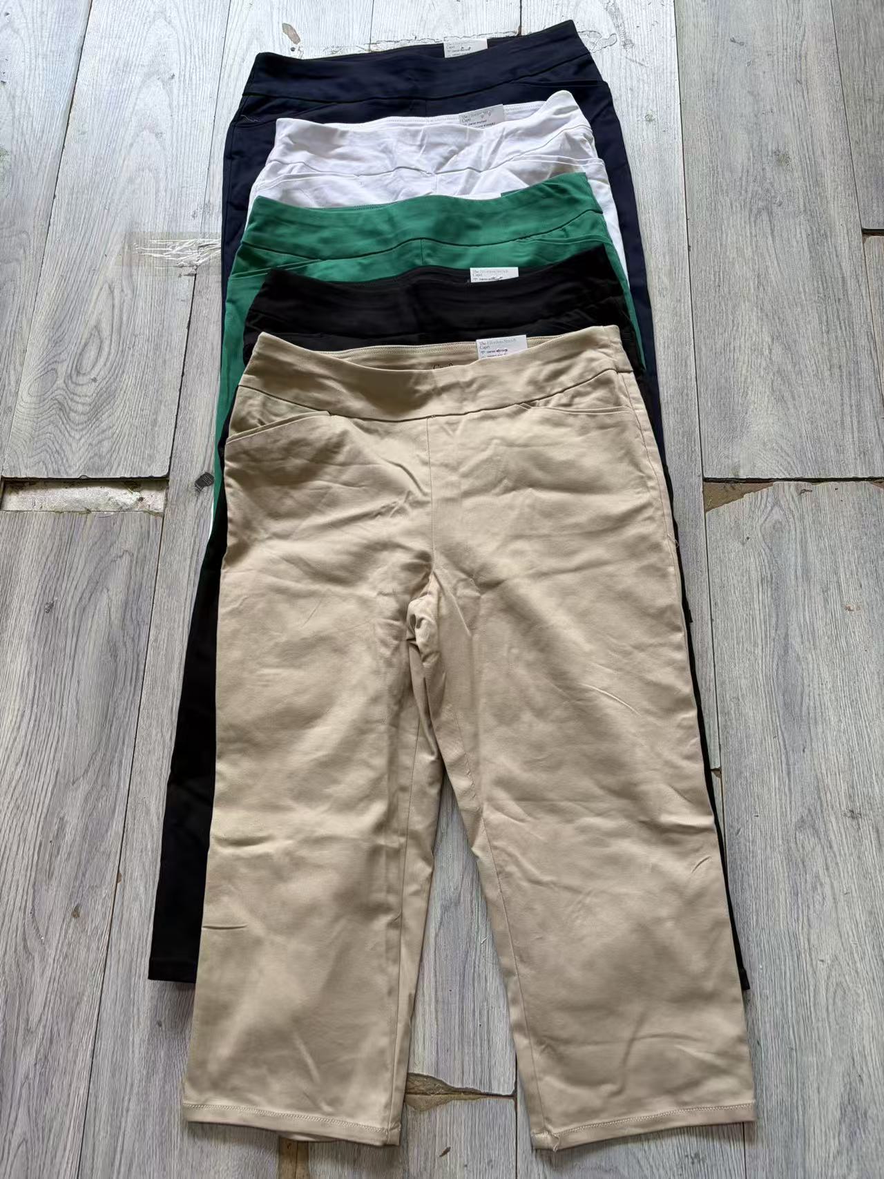 Wholesale ladies khaki capri pants TF8913 full front view